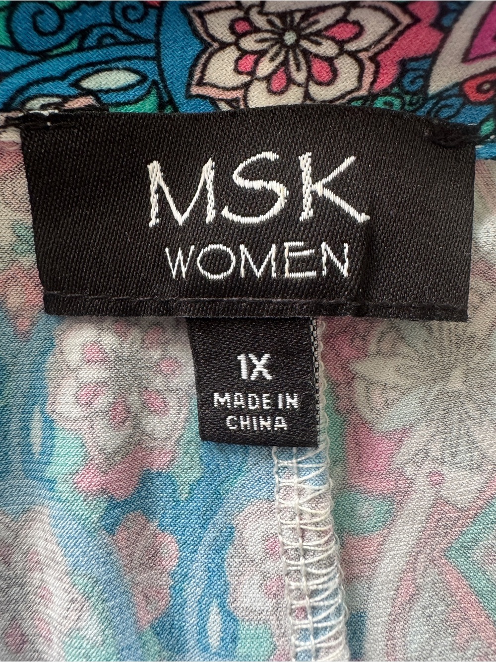 MSK Women Plus 1X Colorful Paisley Ring Zip A-Line Dress - Picture 8 of 9